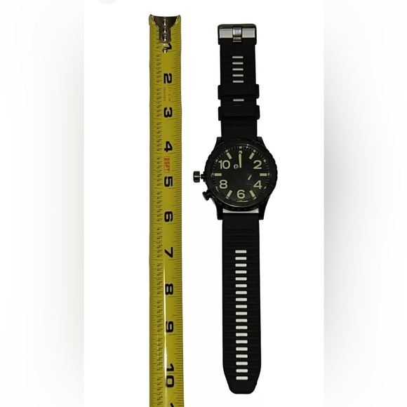 Watch Band 25mm Black w White Rubber Replacement For Nixon 51-30 Strap Garmin - Picture 3 of 12